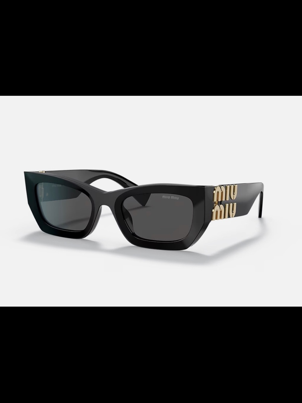 Miu Miu Black Cat-Eye Sunglasses with Gold Logo Details